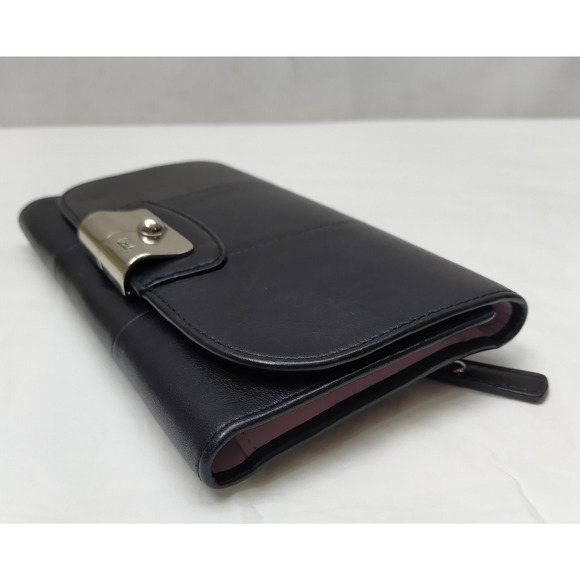 Coach Kristin Black Leather Flap Closure Credit Card ID Window Trifold Wallet - Picture 6 of 16
